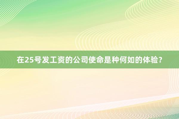 在25号发工资的公司使命是种何如的体验？